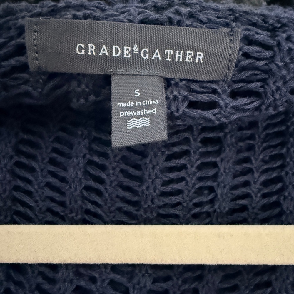Grade & Gather - Navy LOOSE KNIT CARDIGAN - Picture 4 of 4